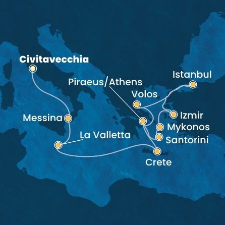 Itálie, Malta, Kréta, Řecko, Turecko z Civitavecchia na lodi Costa Fortuna