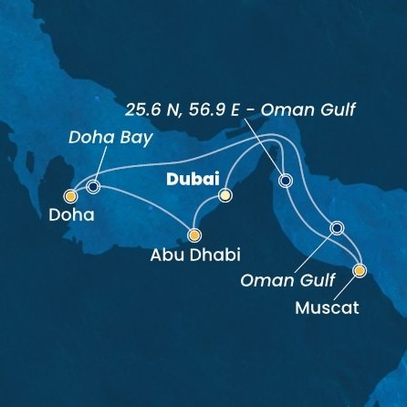 Spojené arabské emiráty, Omán, , Katar z Dubaje na lodi Costa Toscana