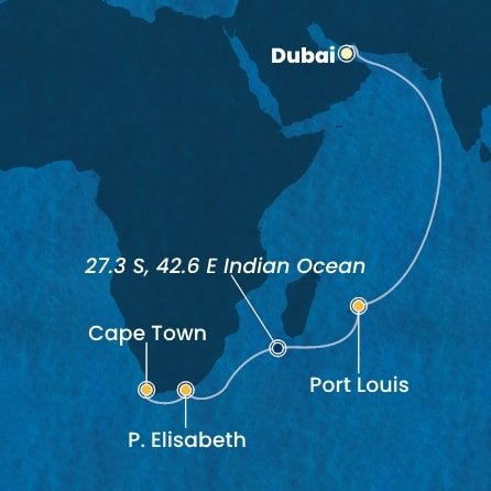 Spojené arabské emiráty, Mauricius, Jihoafrická republika z Dubaje na lodi Costa Smeralda