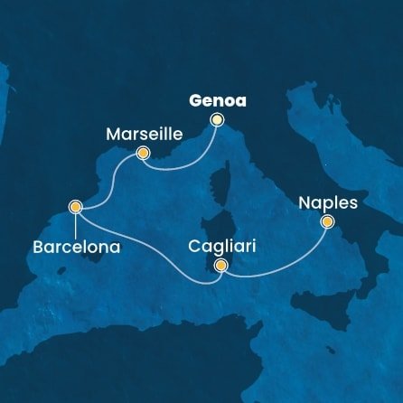 Itálie, Francie, Španělsko z Janova na lodi Costa Toscana
