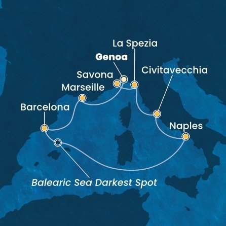 Itálie, Francie, Španělsko z Janova na lodi Costa Toscana