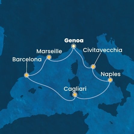 Itálie, Francie, Španělsko z Janova na lodi Costa Toscana