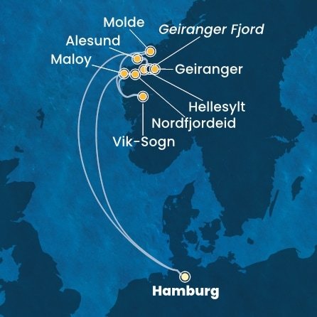 Německo, Norsko z Hamburku na lodi Costa Favolosa