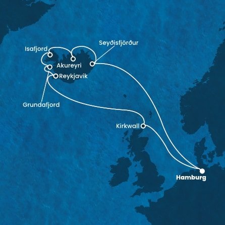 Německo, Island, Velká Británie z Hamburku na lodi Costa Favolosa