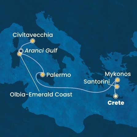Kréta, Řecko, Itálie z Heraklionu na lodi Costa Pacifica