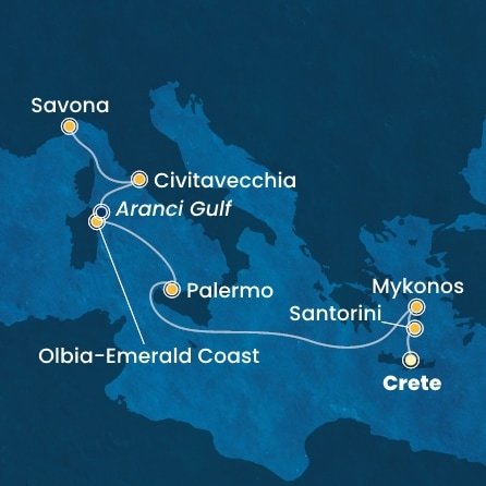 Kréta, Řecko, Itálie z Heraklionu na lodi Costa Pacifica