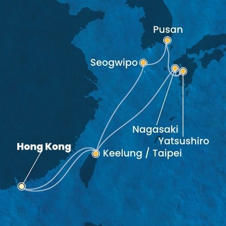 Čína, Tchaj-wan, Jižní Korea, Japonsko z Hong Kongu na lodi Costa Serena