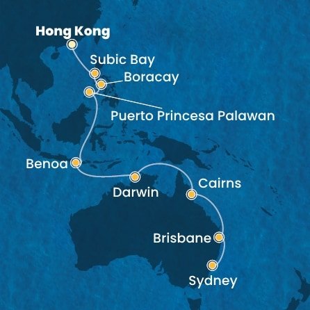 Čína, Filipíny, Indonésie, Austrálie z Hong Kongu na lodi Costa Serena