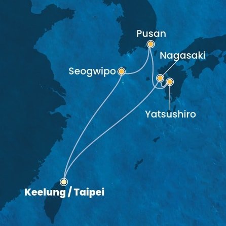 Tchaj-wan, Jižní Korea, Japonsko z Keelungu (Taipeje) na lodi Costa Serena