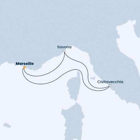 Francie, Itálie z Marseille na lodi Costa Favolosa
