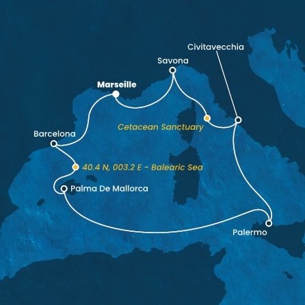 Francie, Španělsko, Itálie z Marseille na lodi Costa Toscana
