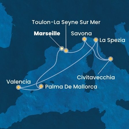 Francie, Španělsko, Itálie z Marseille na lodi Costa Pacifica