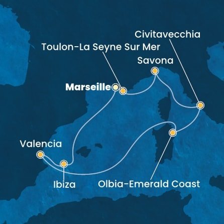 Francie, Španělsko, Itálie z Marseille na lodi Costa Pacifica