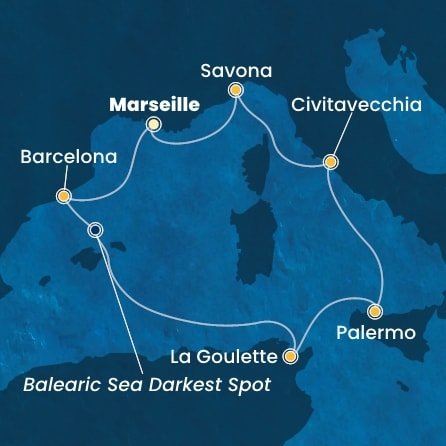 Francie, Španělsko, Tunisko, Itálie z Marseille na lodi Costa Pacifica