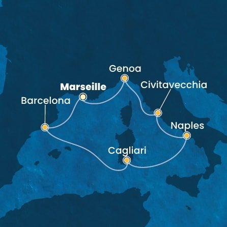 Francie, Španělsko, Itálie z Marseille na lodi Costa Toscana