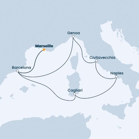 Francie, Španělsko, Itálie z Marseille na lodi Costa Toscana
