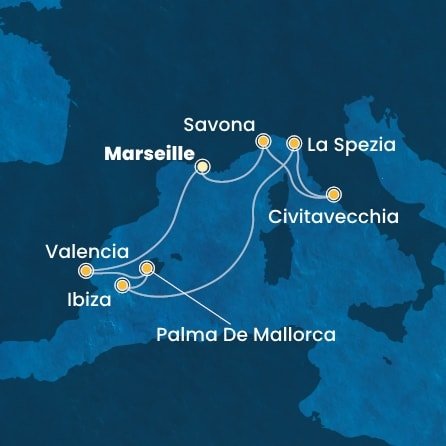 Francie, Španělsko, Itálie z Marseille na lodi Costa Pacifica