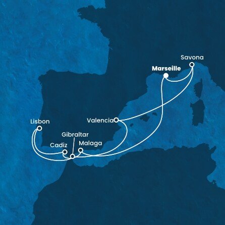 Francie, Španělsko, Portugalsko, Velká Británie, Itálie z Marseille na lodi Costa Favolosa