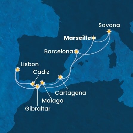 Francie, Španělsko, Velká Británie, Portugalsko, Itálie z Marseille na lodi Costa Favolosa