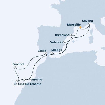 Francie, Itálie, Španělsko, Portugalsko z Marseille na lodi Costa Firenze