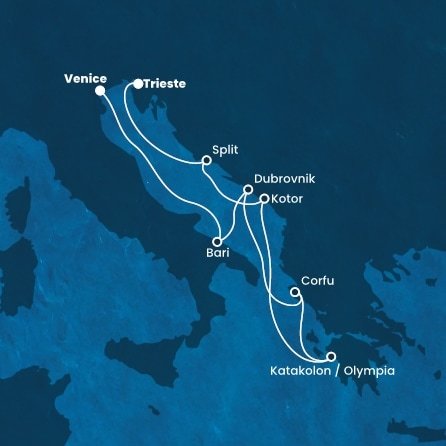 Itálie, Chorvatsko, Řecko, Černá Hora na lodi Costa Deliziosa