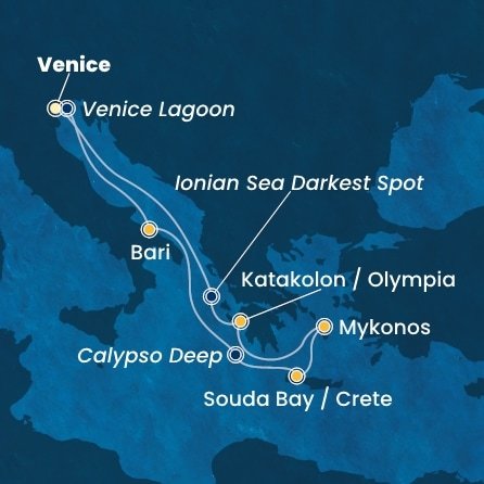 Itálie, Řecko z Marghery na lodi Costa Deliziosa