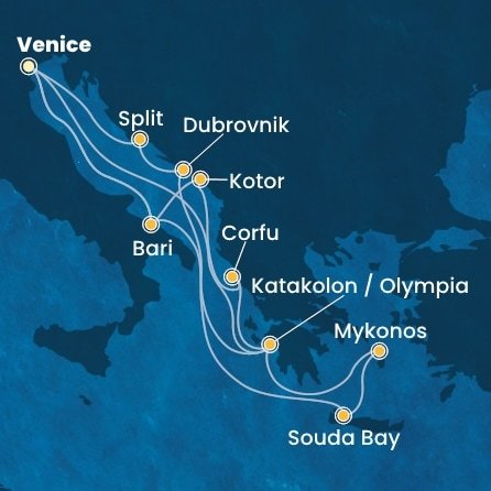 Itálie, Černá Hora, Řecko, Chorvatsko na lodi Costa Deliziosa