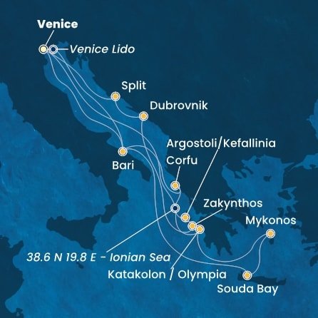 Itálie, Řecko, Chorvatsko na lodi Costa Deliziosa