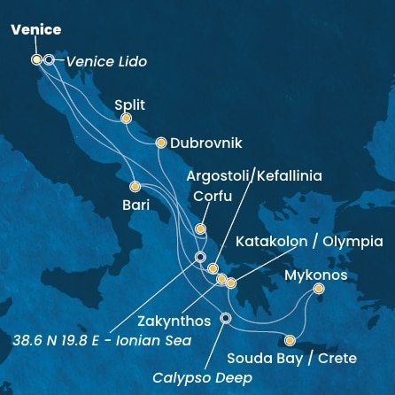 Itálie, Řecko, Chorvatsko z Marghery na lodi Costa Deliziosa