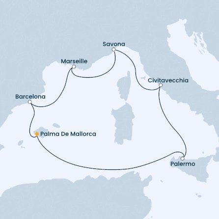 Španělsko, Itálie, Francie z Palma de Mallorca na lodi Costa Smeralda