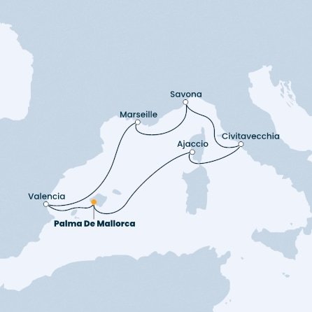 Španělsko, Francie, Itálie z Palma de Mallorca na lodi Costa Diadema