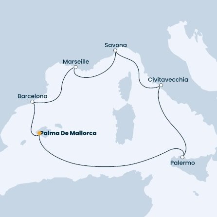 Španělsko, Itálie, Francie z Palma de Mallorca na lodi Costa Toscana