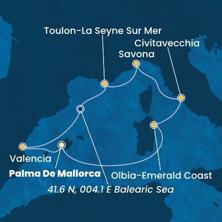 Španělsko, Itálie, Francie z Palma de Mallorca na lodi Costa Pacifica