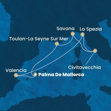 Španělsko, Itálie, Francie z Palma de Mallorca na lodi Costa Pacifica