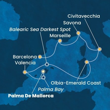 Španělsko, Itálie, Francie z Palma de Mallorca na lodi Costa Pacifica