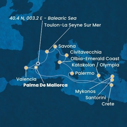 Španělsko, Řecko, Itálie, Francie z Palma de Mallorca na lodi Costa Pacifica