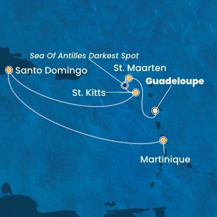 Guadeloupe, Svatý Martin, Svatý Kryštof a Nevis, Dominikánská republika, Martinik z Pointe-à-Pitre na lodi Costa Fascinosa Guadeloupe, Svatý Martin, Svatý Kryštof a Nevis, Dominikánská republika, Martinik z Pointe-à-Pitre na lodi Costa Fascinosa