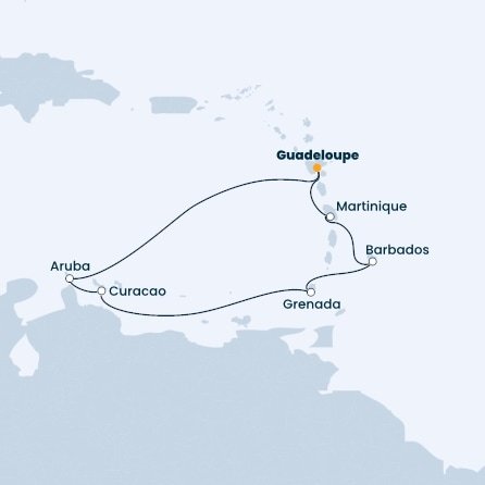 Guadeloupe, Aruba, Curacao, Grenada, Barbados, Martinik z Pointe-à-Pitre, Guadeloupe na lodi Costa Fascinosa