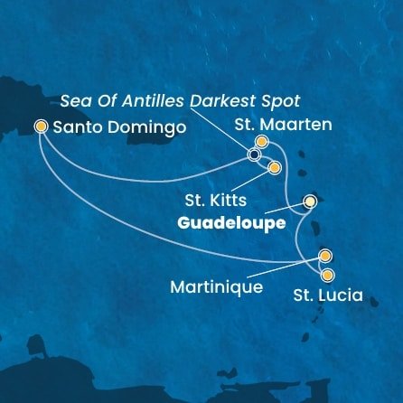 Guadeloupe, Svatý Martin, Svatý Kryštof a Nevis, Dominikánská republika, Martinik, Svatá Lucie z Pointe-à-Pitre, Guadeloupe na lodi Costa Fascinosa
