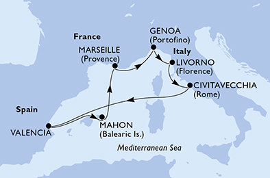 Itálie, Španělsko, Francie z Janova na lodi MSC Sinfonia