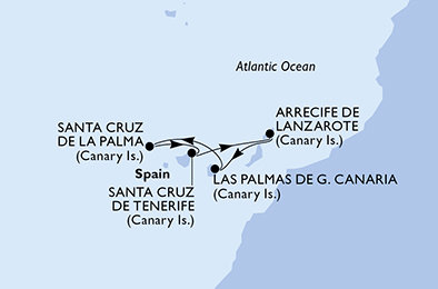 Španělsko z Lanzarote na lodi MSC Euribia
