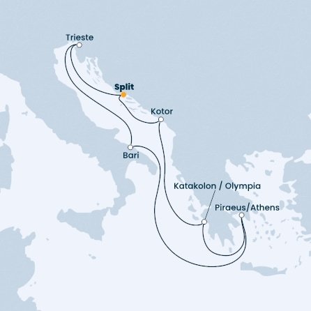 Chorvatsko, Černá Hora, Řecko, Itálie ze Splitu na lodi Costa Deliziosa