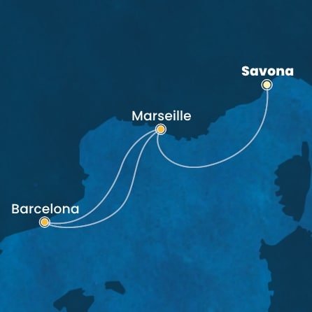 Itálie, Francie, Španělsko ze Savony na lodi Costa Toscana