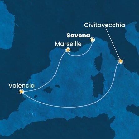 Itálie, Francie, Španělsko ze Savony na lodi Costa Pacifica