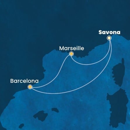 Itálie, Francie, Španělsko ze Savony na lodi Costa Toscana