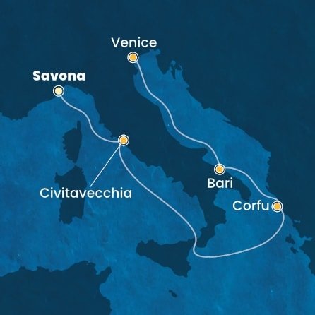 Itálie, Řecko ze Savony na lodi Costa Deliziosa