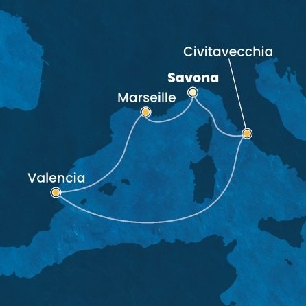 Itálie, Francie, Španělsko ze Savony na lodi Costa Pacifica