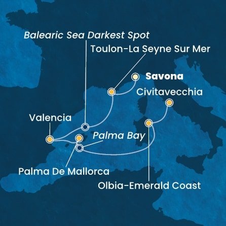 Itálie, Francie, Španělsko ze Savony na lodi Costa Pacifica