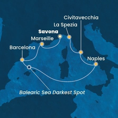 Itálie, Francie, Španělsko ze Savony na lodi Costa Toscana