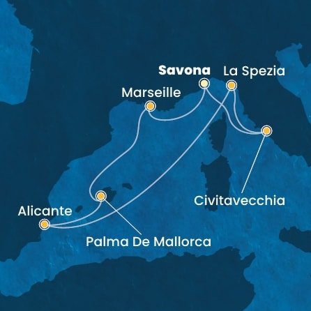 Itálie, Francie, Španělsko ze Savony na lodi Costa Pacifica